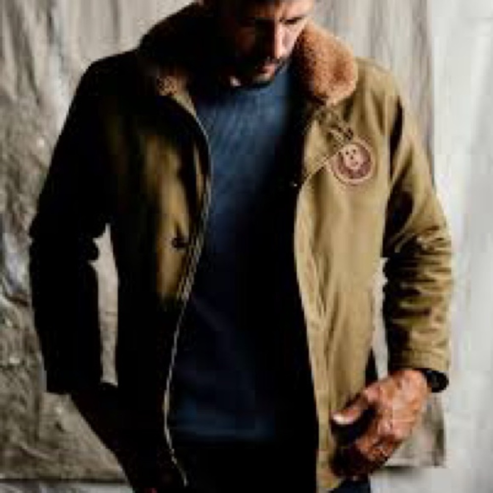 imogene + willie Olive Green Military Jacket with Brown Collar